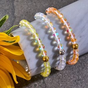 Iridescent Yellow and Gold Galaxy Glass NOGU Stretch Bracelet